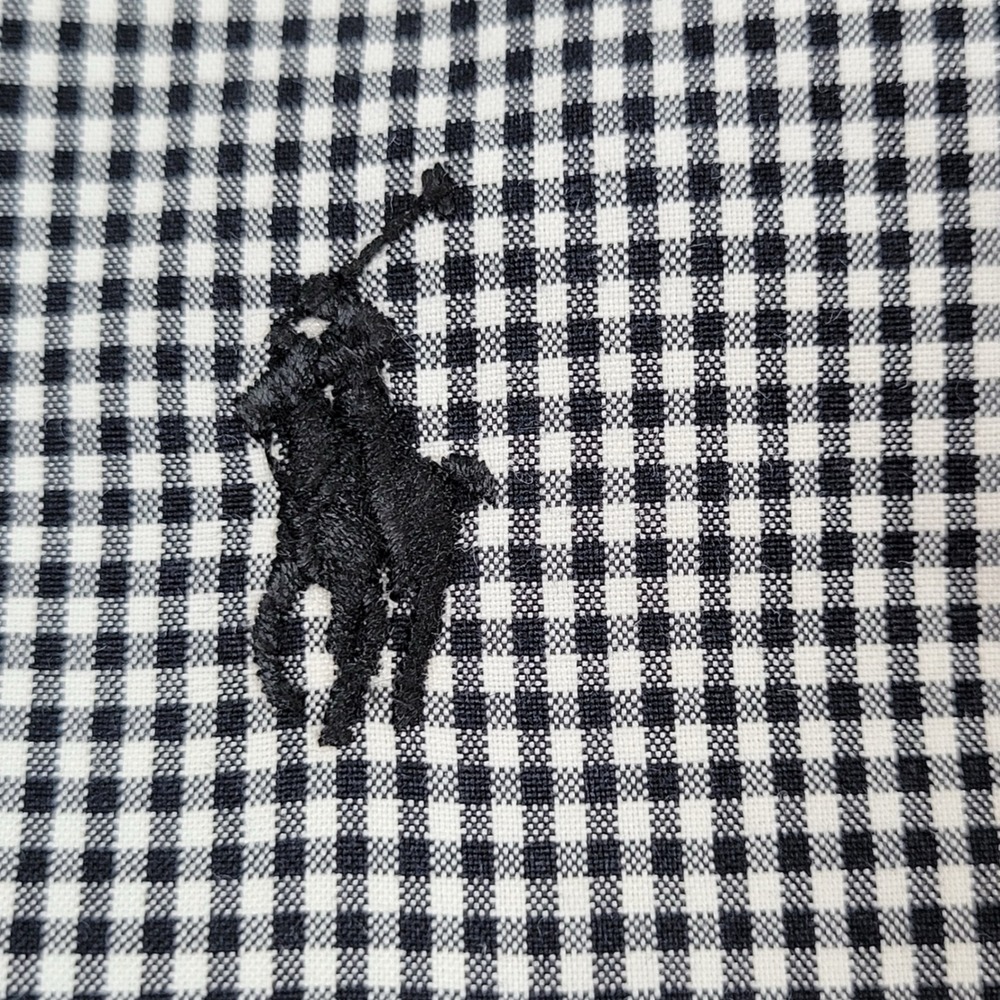 Ralph Lauren Button Down Shirt Mens 18 34/35 Black Gingham Excellent Classic Fit - Picture 5 of 9